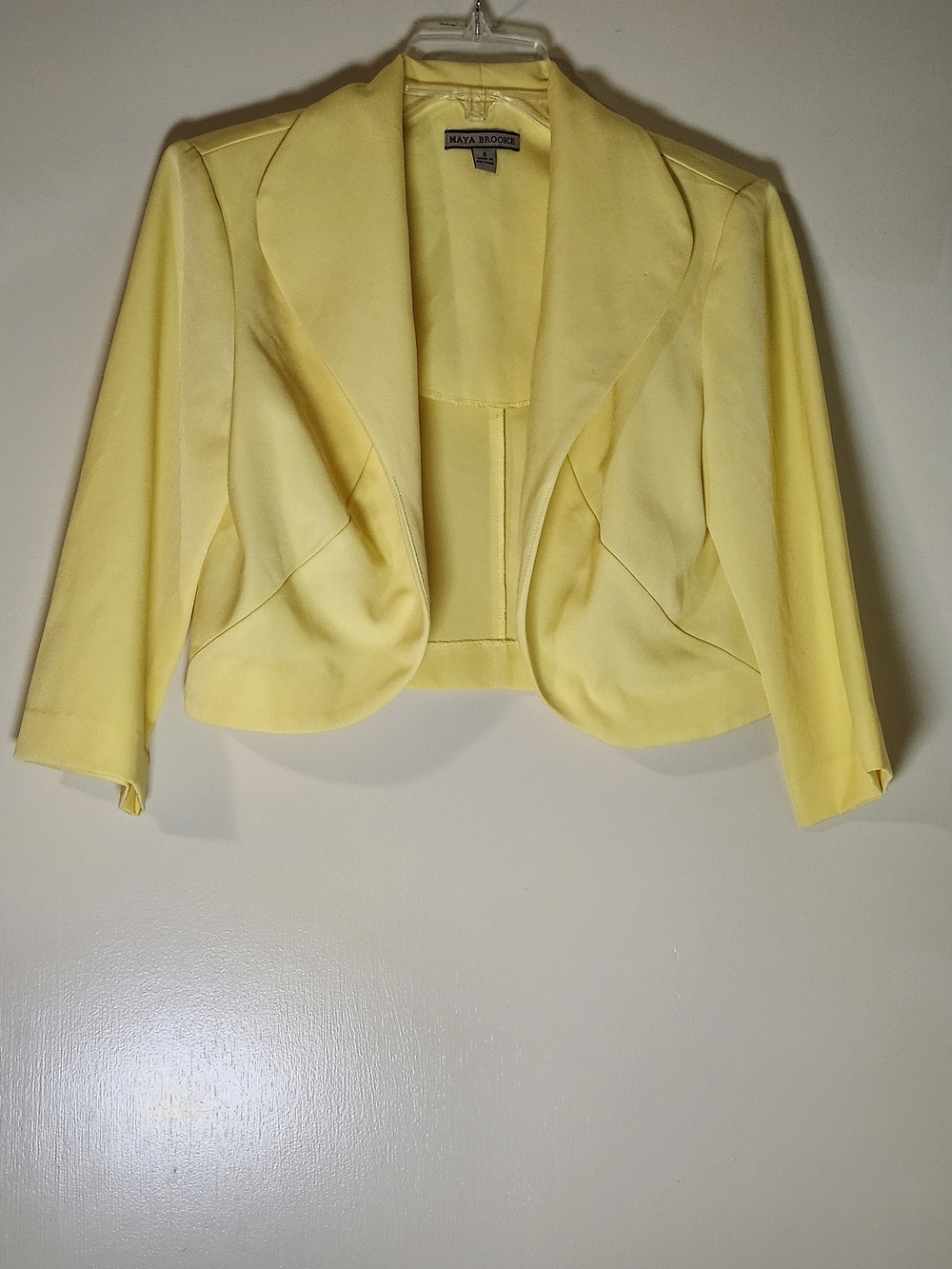 Maya Brooke Yellow Cropped Blazer Size 8